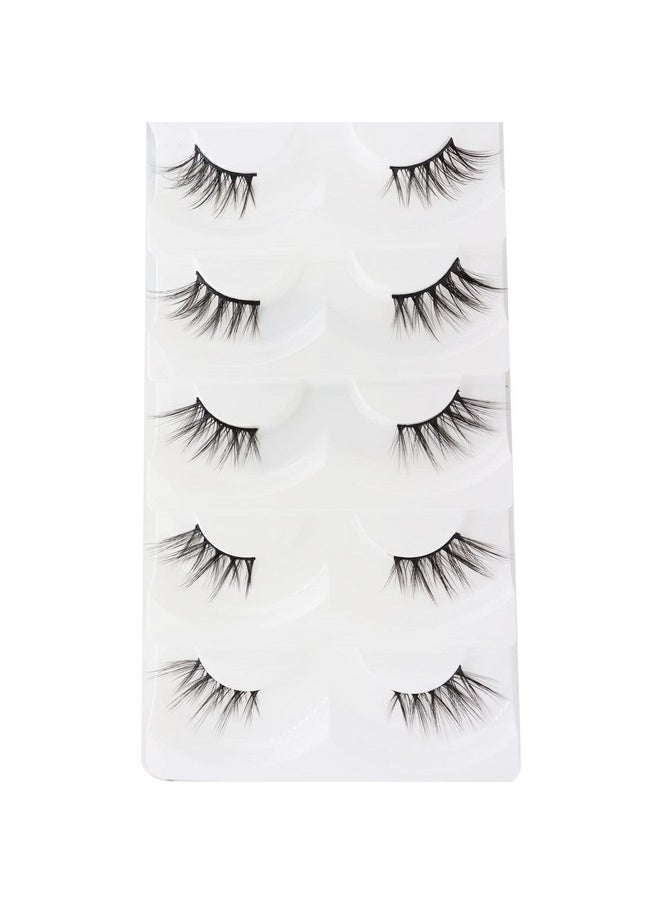 DAODER Eyelashes Half Lashes Natural Look Wispy Cat Eye Mink Lashes Flared Curly 15mm Fake Eye Lashes Extension Reusable Soft Light 3D False Eyelashes for Daily Wear 5 Pairs (8D Half Lashes Flared)