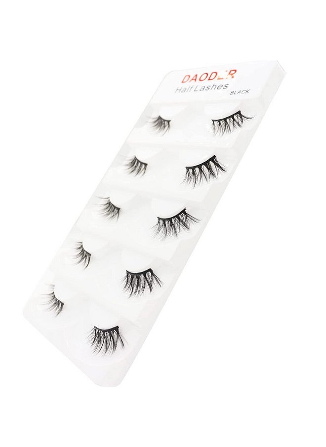 DAODER Eyelashes Half Lashes Natural Look Wispy Cat Eye Mink Lashes Flared Curly 15mm Fake Eye Lashes Extension Reusable Soft Light 3D False Eyelashes for Daily Wear 5 Pairs (8D Half Lashes Flared)