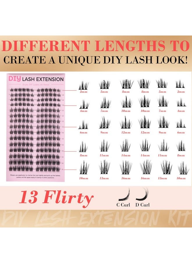 Miuffue Cluster Eyelash Extensions 180 PCS Cluster Lashes Wispy DIY Individual Lashes Cluster Super Thin Band Eyelash Clusters Soft Mink False Eyelashes Mixed Tray(C-8-16mix)