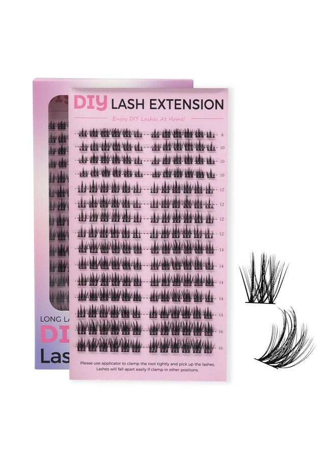 Miuffue Cluster Eyelash Extensions 180 PCS Cluster Lashes Wispy DIY Individual Lashes Cluster Super Thin Band Eyelash Clusters Soft Mink False Eyelashes Mixed Tray(C-8-16mix)