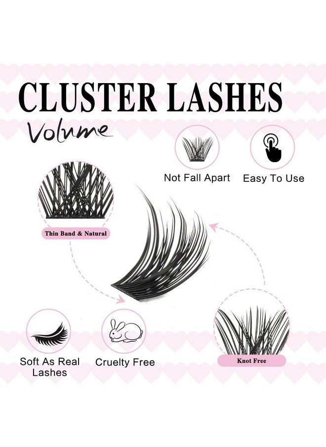 PRO Lash Clusters, 120 Pcs Individual Cluster Lashes DIY Lash Extension 8-16mm Eyelash Clusters Volume Wispy Lashes Super Thin Band Reusable Soft & Comfortable(Volume,D-8-16mix)