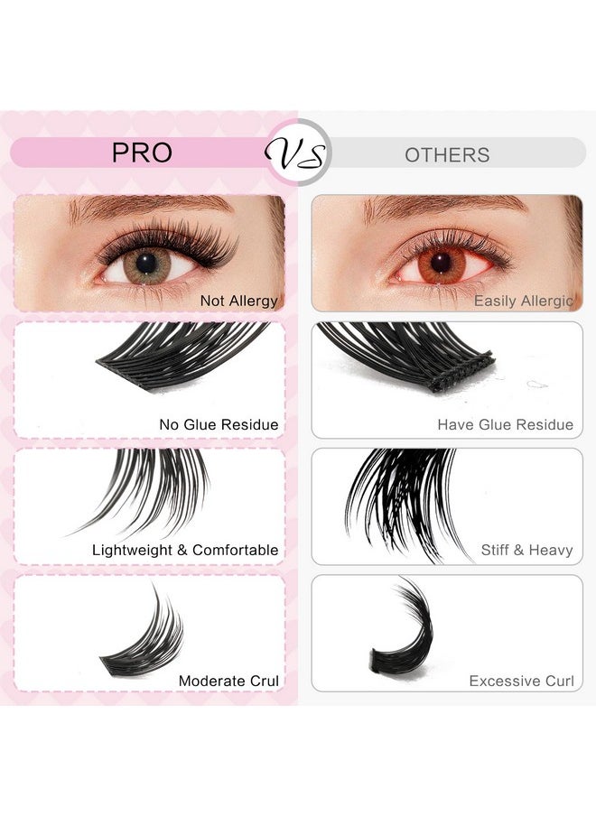 PRO Lash Clusters, 120 Pcs Individual Cluster Lashes DIY Lash Extension 8-16mm Eyelash Clusters Volume Wispy Lashes Super Thin Band Reusable Soft & Comfortable(Volume,D-8-16mix)