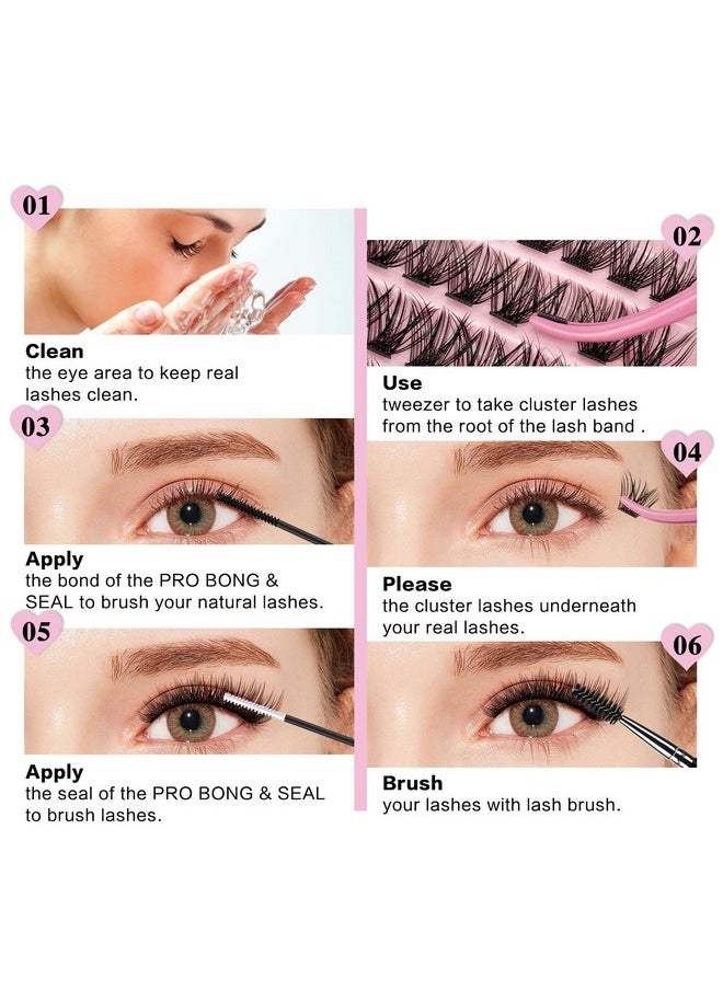 PRO Lash Clusters, 120 Pcs Individual Cluster Lashes DIY Lash Extension 8-16mm Eyelash Clusters Volume Wispy Lashes Super Thin Band Reusable Soft & Comfortable(Volume,D-8-16mix)