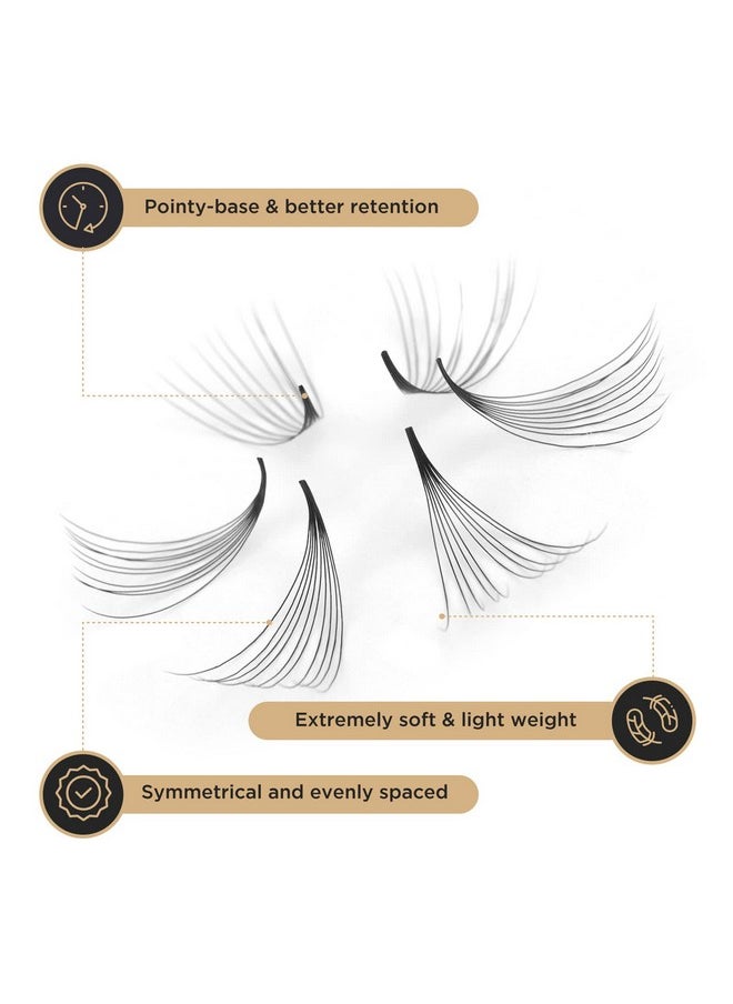 LASHVIEW 1000 Premade Volume Eyelash Extensions Mixed Tray 10D Premade Fans Eyelash Extensions C Curl Premade Lash Fans Pointed Handmade Promade Loose Fans Thin Base (10D-0.07C,9-16mm)