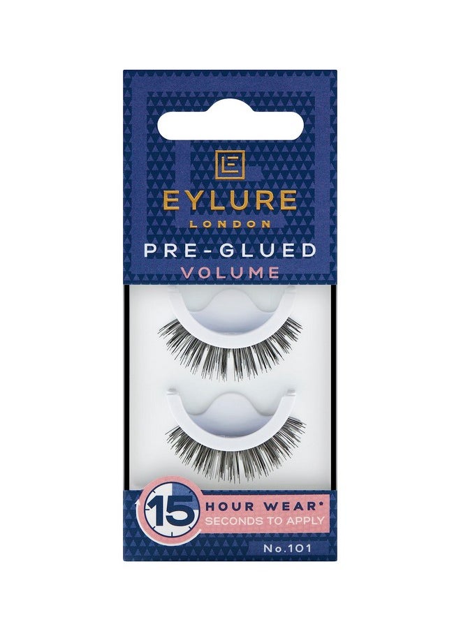 Eylure Press On Pre-Glued False Eyelashes, Volume Lash, No. 101, 1 Pair