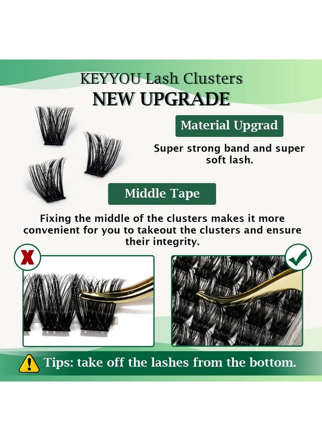 Lash Clusters 96pcs Individual Lashes Y02 D Curl 14mm Eyelash Clusters KEYYOU Volume Wispy Lash Extension Soft&Comfortable Easy DIY at Home(Y02,D-14mm)