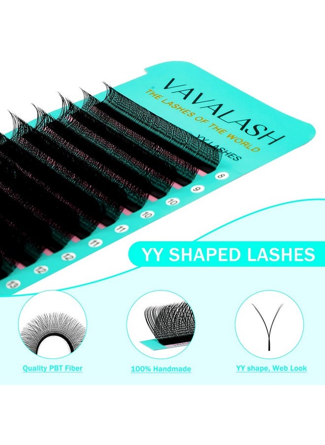 VAVALASH Y Lash Extensions C Curl 0.05mm 8-15mm Mix Tray Easy Premade Volume 4D Fans Eyelash Extension YY Type Natural Volume Lashes Extension Soft Matte Black Lashes (YY-0.05-C-8-15mm)