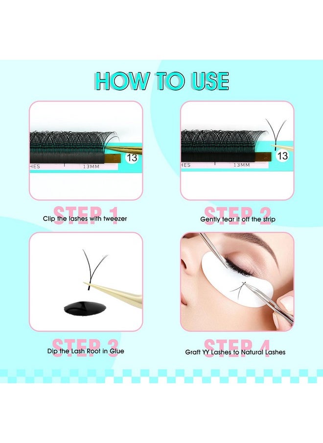 VAVALASH Y Lash Extensions C Curl 0.05mm 8-15mm Mix Tray Easy Premade Volume 4D Fans Eyelash Extension YY Type Natural Volume Lashes Extension Soft Matte Black Lashes (YY-0.05-C-8-15mm)