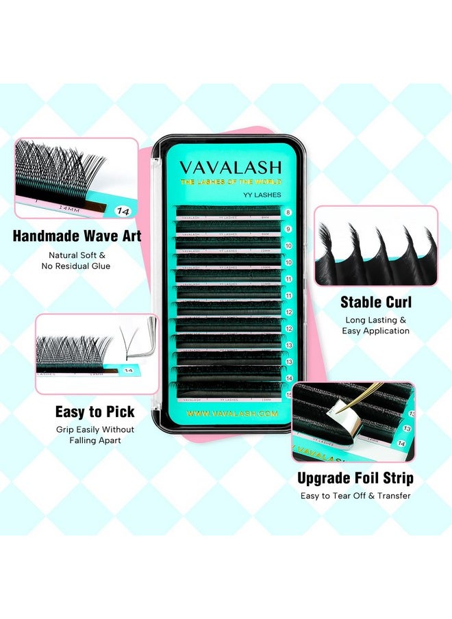 VAVALASH Y Lash Extensions C Curl 0.05mm 8-15mm Mix Tray Easy Premade Volume 4D Fans Eyelash Extension YY Type Natural Volume Lashes Extension Soft Matte Black Lashes (YY-0.05-C-8-15mm)