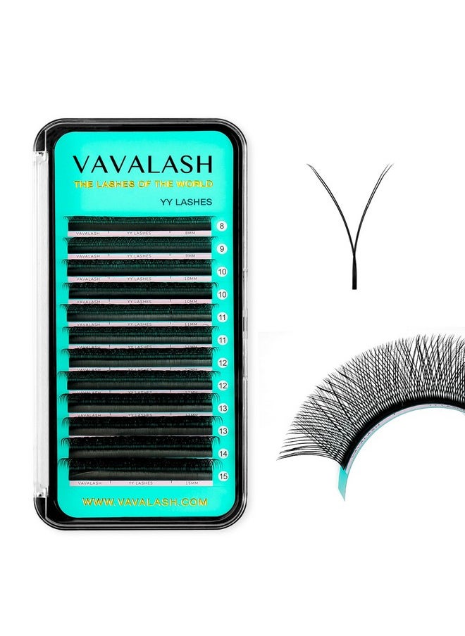 VAVALASH Y Lash Extensions C Curl 0.05mm 8-15mm Mix Tray Easy Premade Volume 4D Fans Eyelash Extension YY Type Natural Volume Lashes Extension Soft Matte Black Lashes (YY-0.05-C-8-15mm)