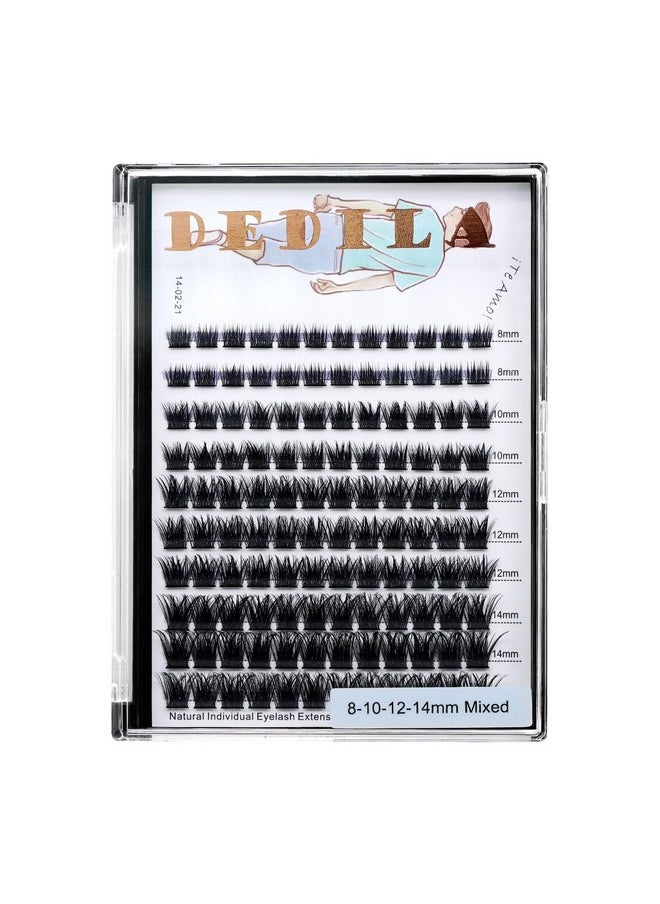 Dedila 120 Clusters Mixed 8-10-12-14mm/10-12-14-16mm Individual False Eyelashes Dramatic Look Wide Stem Natual Long Volume Eye Lashes Extensions Beauty Tools (Mixed 8-10-12-14mm)