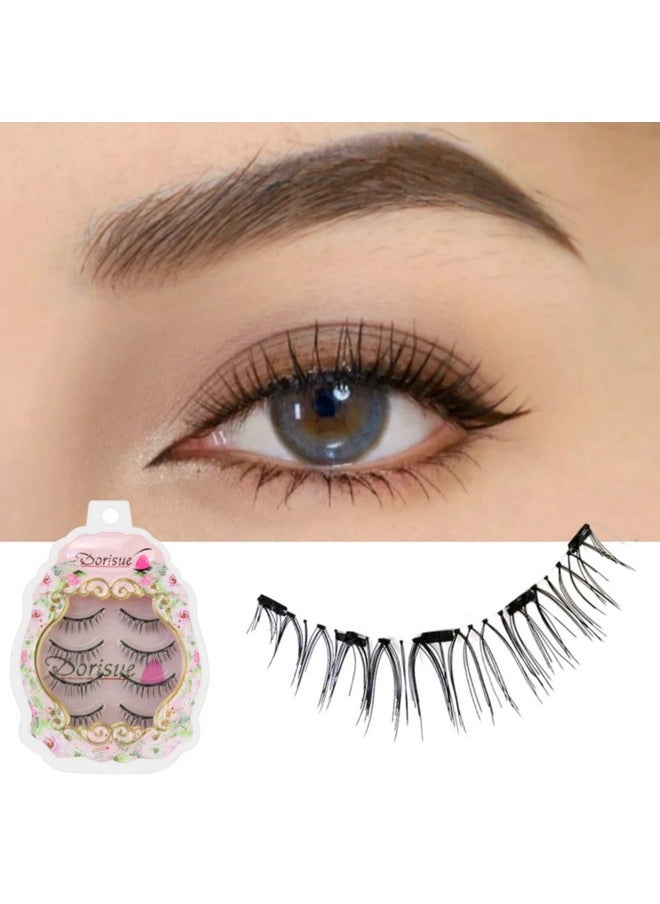 Dorisue Magnetic eyelashes natural look Short lashes Hight Quality face eyelashes Pack of 4 eyelashes pack E3 Magnetic lashes Black