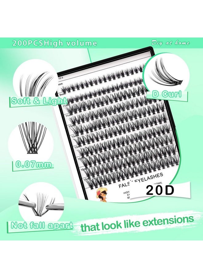 Dedila LargeTray-20RootsThickness 0.07mm Mixed 8-10-12-14mm/9-11-13-15mm /12-14-16mm Black Soft and Light Individual False Eyelashes Dramatic Look Makeup Volume Eye Lashes Cluster (mixed 9-11-13-15mm)