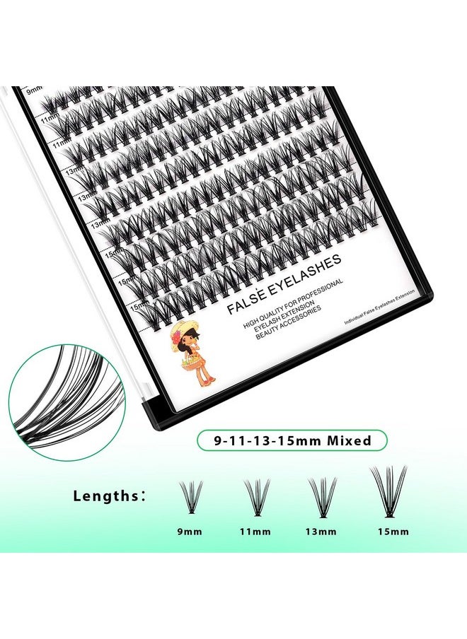 Dedila LargeTray-20RootsThickness 0.07mm Mixed 8-10-12-14mm/9-11-13-15mm /12-14-16mm Black Soft and Light Individual False Eyelashes Dramatic Look Makeup Volume Eye Lashes Cluster (mixed 9-11-13-15mm)