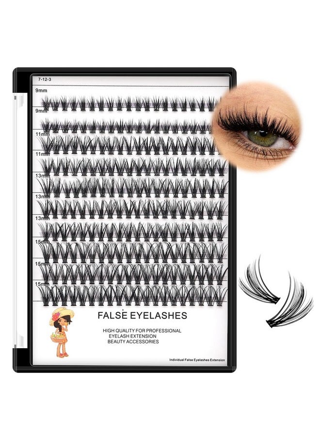 Dedila LargeTray-20RootsThickness 0.07mm Mixed 8-10-12-14mm/9-11-13-15mm /12-14-16mm Black Soft and Light Individual False Eyelashes Dramatic Look Makeup Volume Eye Lashes Cluster (mixed 9-11-13-15mm)