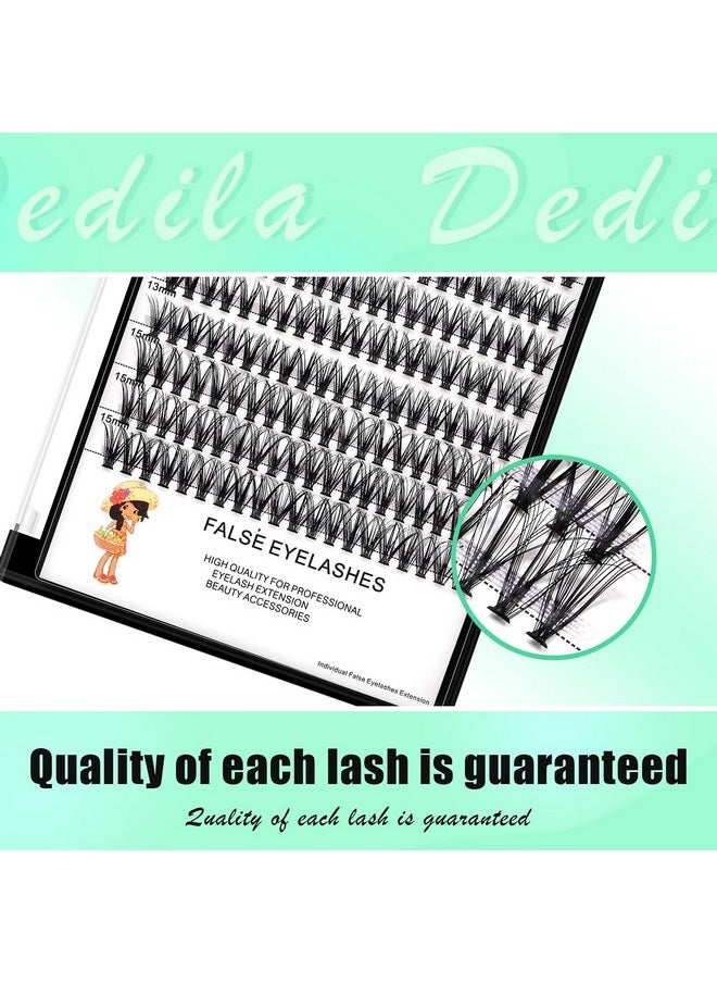 Dedila LargeTray-20RootsThickness 0.07mm Mixed 8-10-12-14mm/9-11-13-15mm /12-14-16mm Black Soft and Light Individual False Eyelashes Dramatic Look Makeup Volume Eye Lashes Cluster (mixed 9-11-13-15mm)