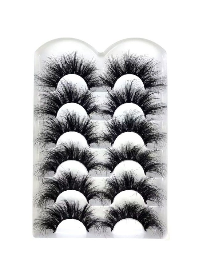 HBZGTLAD 6 Pairs False Eyelashes Cat-Eye Fluffy Faux Mink Lashes 8D Wispy Lashes Dramatic Long Thick Volume Fake Eye Lash(SR-03)