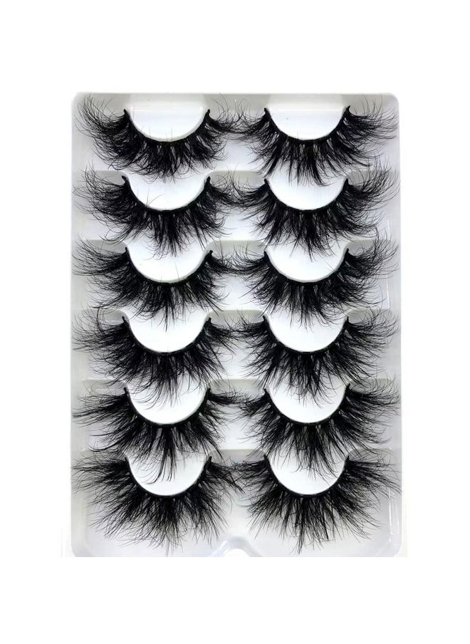 HBZGTLAD 6 Pairs False Eyelashes Cat-Eye Fluffy Faux Mink Lashes 8D Wispy Lashes Dramatic Long Thick Volume Fake Eye Lash(SR-03)