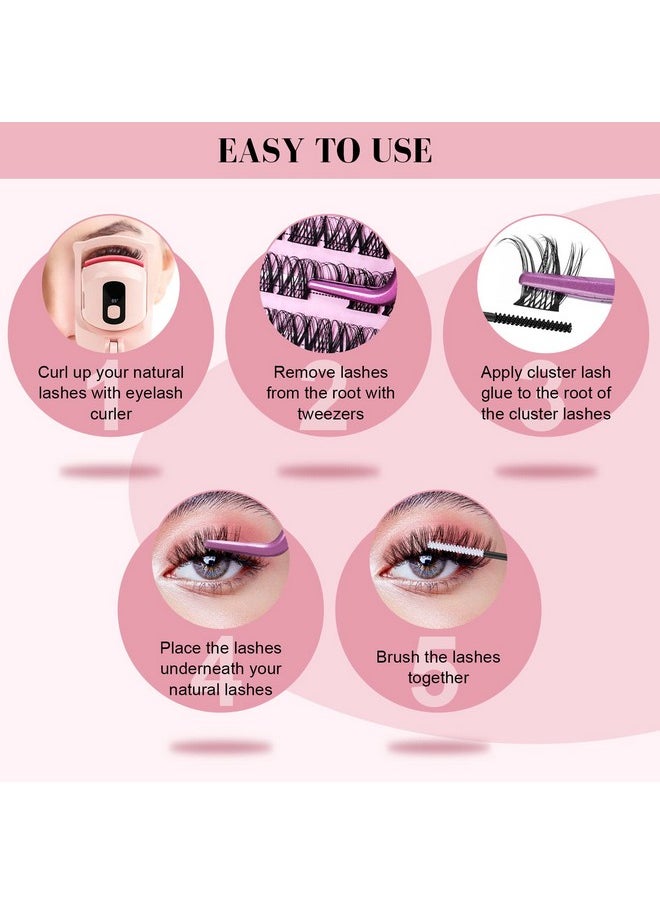 192 Pcs Lash Clusters 2 Styles Mixed Cluster Lashes DIY Eyelash Extensions Eyelash Cluster Extension DIY Individual Lashes Super Thin Band Soft and Easy to Wear (Flawless+Fabulous,D-Mix)