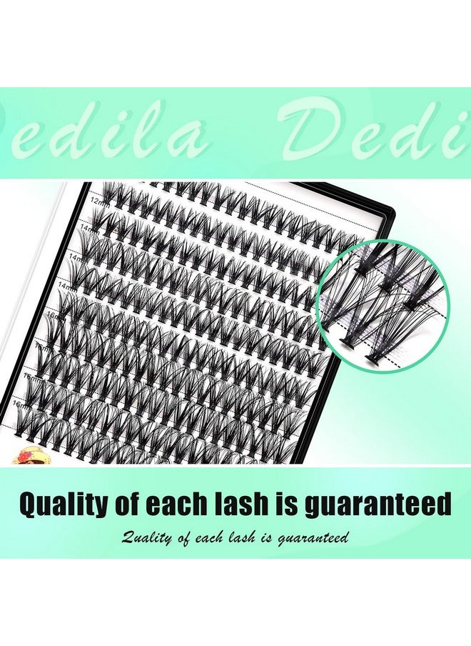 Dedila Large Tray-20Roots Thickness 0.07mm Mixed 8-10-12-14mm/ 9-11-13-15mm /12-14-16mm Black Soft and Light Individual False Eyelashes Dramatic Look Makeup Volume Eye Lashes Cluster (12-14-16MM)
