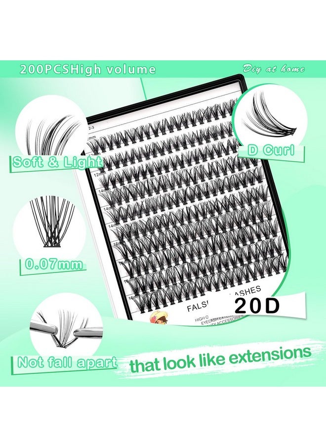 Dedila Large Tray-20Roots Thickness 0.07mm Mixed 8-10-12-14mm/ 9-11-13-15mm /12-14-16mm Black Soft and Light Individual False Eyelashes Dramatic Look Makeup Volume Eye Lashes Cluster (12-14-16MM)
