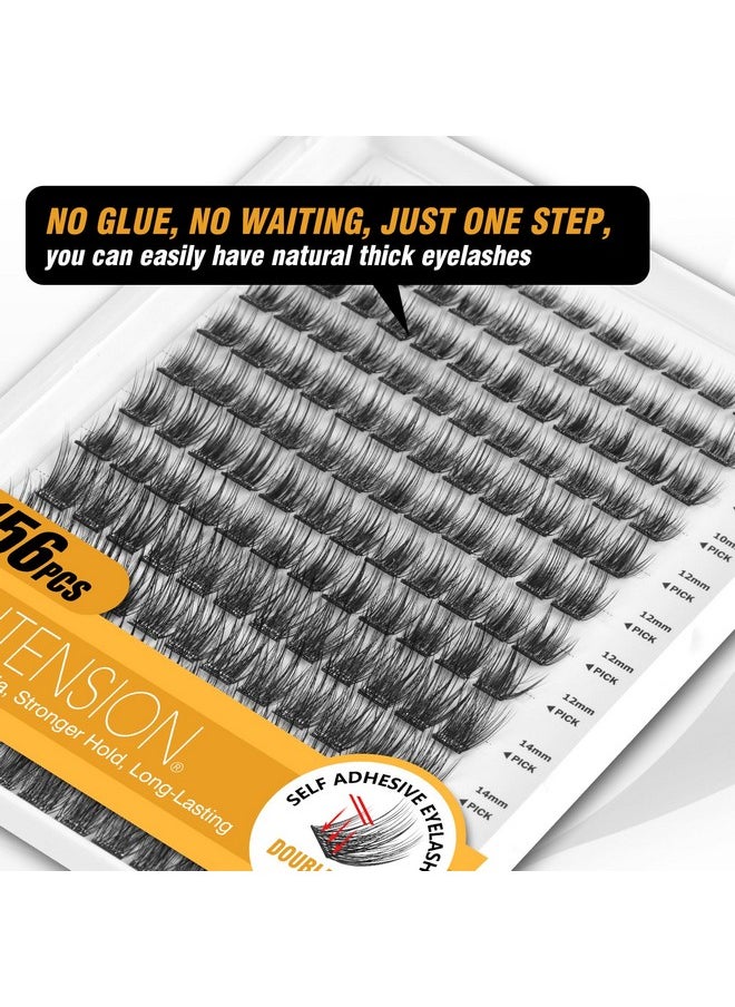 EASITENSION 156 PCS Self Adhesive Eyelashes Clusters Kit Lash Clusters DIY Eyelashes Pre Glued Reusable No Glue Needed No Remover No residue