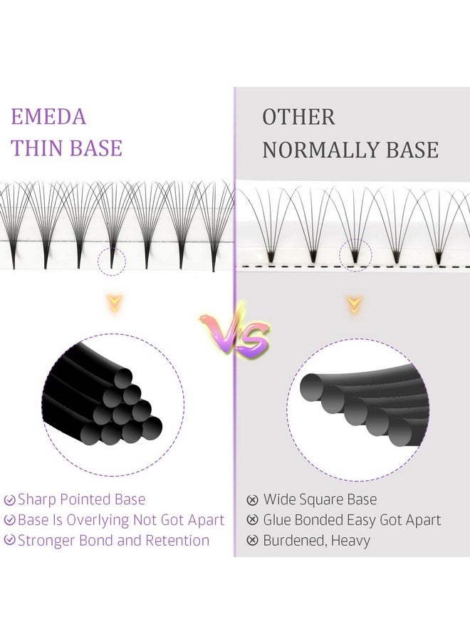 EMEDA 180 Fans Premade Fans Eyelash Extensions Thin Base 10D Stable D Curl Pointy Base Premade Lash Extensions Fans Pre Fanned Volume Lash Extensions (10D 0.07 D 8-14mm)