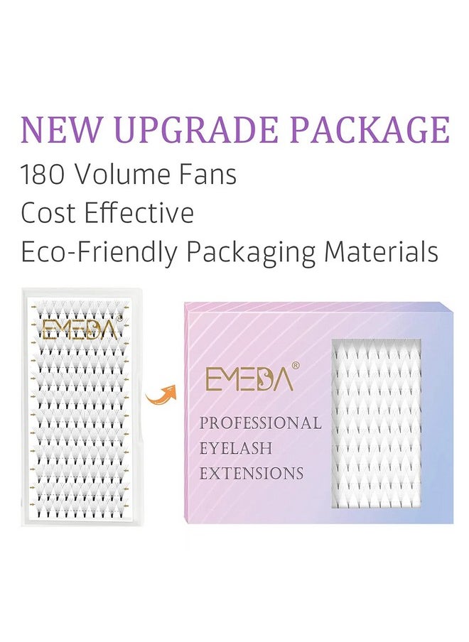 EMEDA 180 Fans Premade Fans Eyelash Extensions Thin Base 10D Stable D Curl Pointy Base Premade Lash Extensions Fans Pre Fanned Volume Lash Extensions (10D 0.07 D 8-14mm)