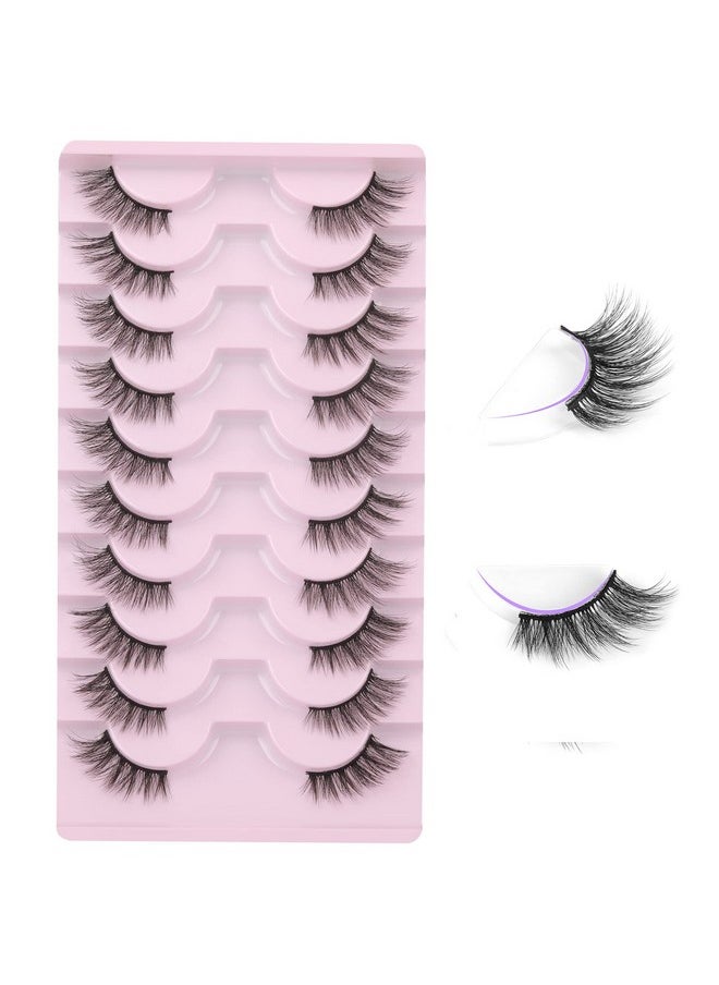 FANXITON Half Lashes Natural Look Wispy 10 Pairs Cat Eye Lashes 3D False Eyelashes Fluffy Soft 15 MM Short Faux Mink Lashes Sets Pack