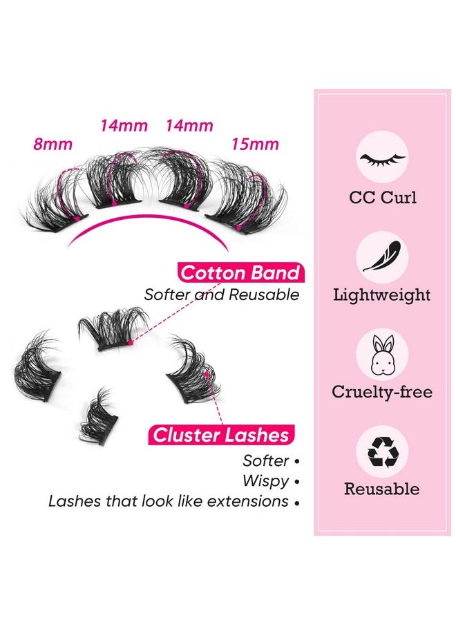 Natural Cluster Lashes Extensions Wispy Natural Look False Eyelashes Individual Lashes 3D Strips Eyelash Extensions DIY Lashes 7 Pairs Multipack