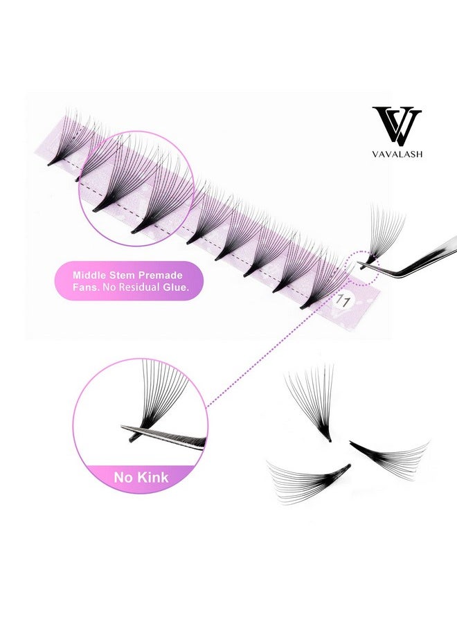 Eyelash Extensions 3D 4D 5D 6D 8D 9D 10D Thickness 0.07/0.1 C/D Curl Eyelashes Middle Stem Premade Fans Russian Volume Lash Extensions Supplies (Middle Stem 14D-0.07-D-8-15mm)