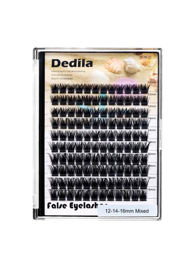 Dedila 120 Pcs Handmade D Curl Makeup Clusters Eye lashes Extensions Mixed 10-12-14-16mm/12-14-16mm/14-16-18mm D Curl Soft and Lightweight Individual false eyelashes Wide Stem (Mixed 12-14-16mm)