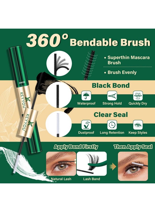 KEYYOU DIY Lash Extension Kit 280pcs Soft Lash Clusters 60D+80D D Curl Easy to Apply with Lash Bond and Seal Lash Applicator Lash Remover Eyelash Extension Kit at Home(RMkit-60D80D-D-10-18mix)