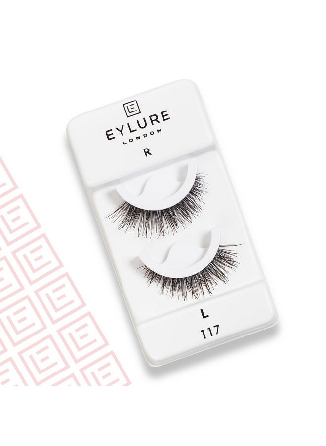 Eylure Press On Pre-Glued False Eyelashes, Wispy Light Texture Lash, No.117, 1 Pair