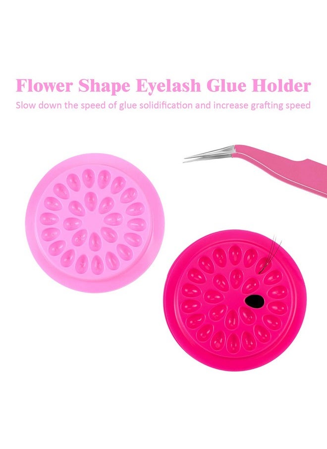 Maitys 150 Pcs Lash Glue Holder False Lash Glue Trays Lash Extension Glue Palette Eyelash Pallet Grafting Disposable Pads Plastic Pink Lash Tray for Women Girls Eyelash Extension Beauty Tools Supply