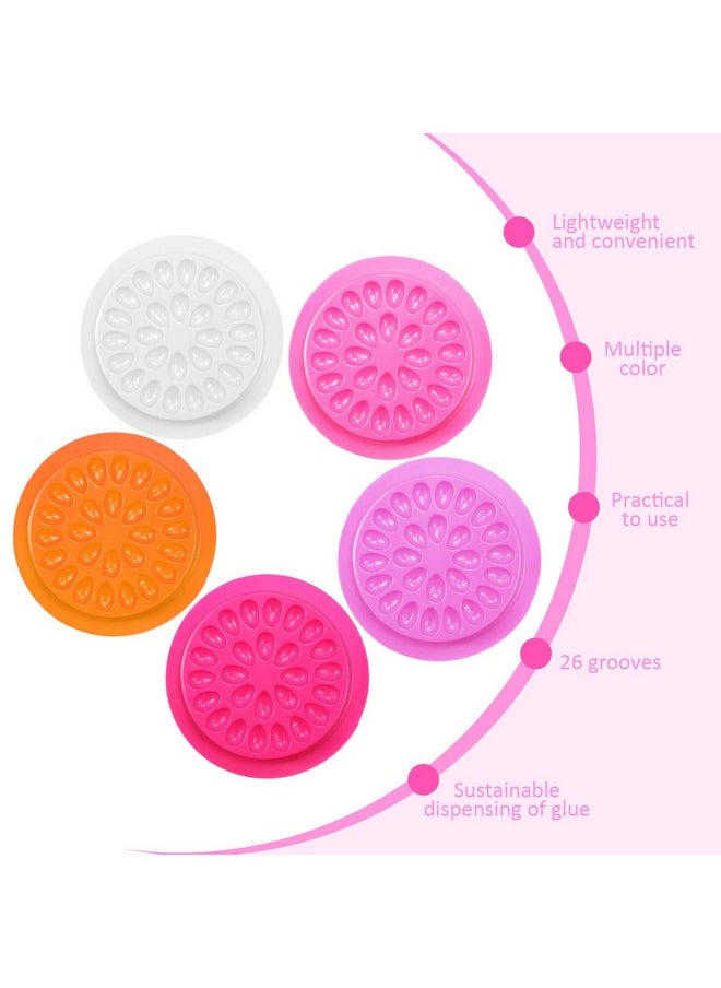 Maitys 150 Pcs Lash Glue Holder False Lash Glue Trays Lash Extension Glue Palette Eyelash Pallet Grafting Disposable Pads Plastic Pink Lash Tray for Women Girls Eyelash Extension Beauty Tools Supply