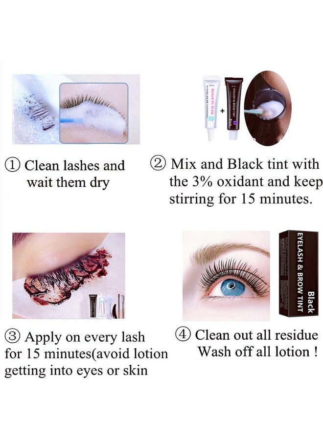 Black Lash Tint Kit, Keratin Black Eyelash Dye and Eyebrow Tint, 6 Week Voluminous Brow Tint, Tinting Look For Lash Perm/Lift/Lamination Treatment (Black Eyelash Tint Kit Only)