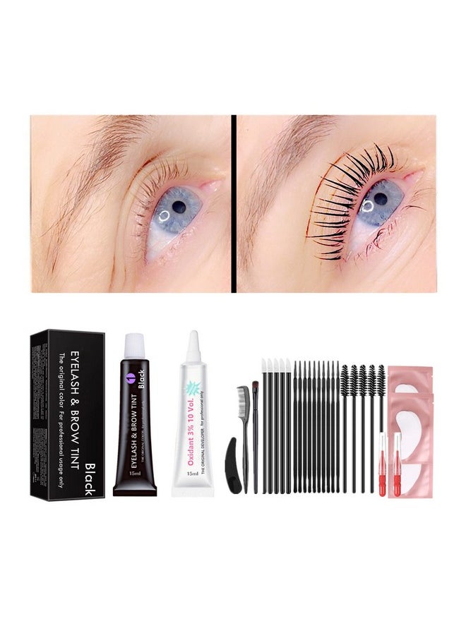 Black Lash Tint Kit, Keratin Black Eyelash Dye and Eyebrow Tint, 6 Week Voluminous Brow Tint, Tinting Look For Lash Perm/Lift/Lamination Treatment (Black Eyelash Tint Kit Only)