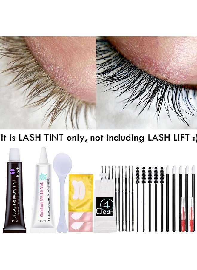 Black Lash Tint Kit, Keratin Black Eyelash Dye and Eyebrow Tint, 6 Week Voluminous Brow Tint, Tinting Look For Lash Perm/Lift/Lamination Treatment (Black Eyelash Tint Kit Only)
