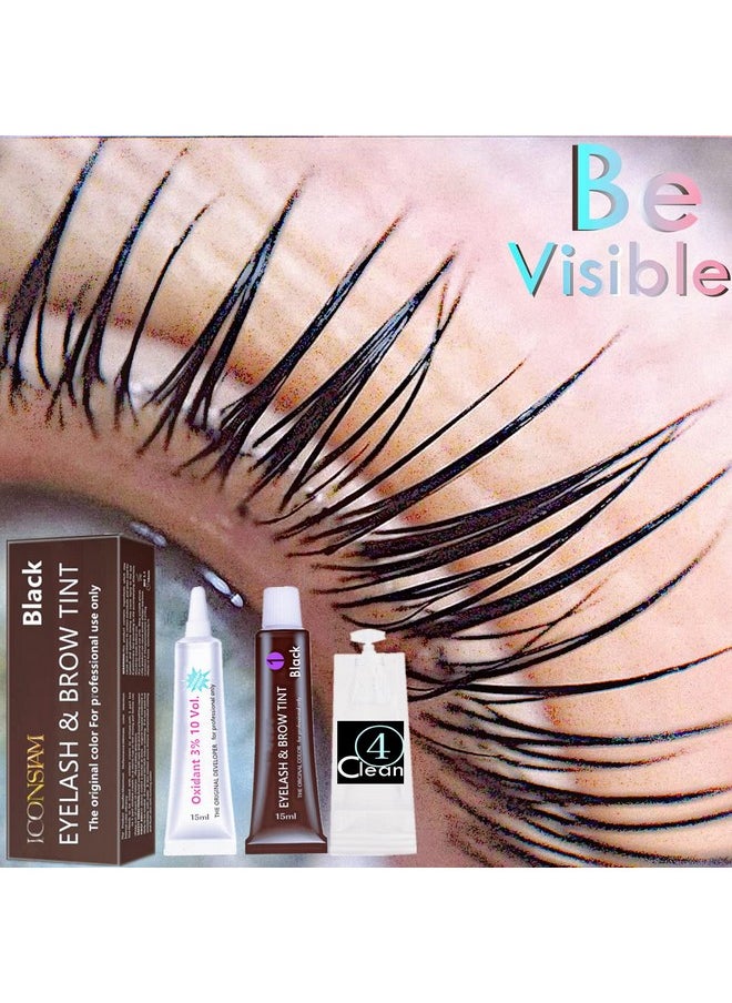 Black Lash Tint Kit, Keratin Black Eyelash Dye and Eyebrow Tint, 6 Week Voluminous Brow Tint, Tinting Look For Lash Perm/Lift/Lamination Treatment (Black Eyelash Tint Kit Only)