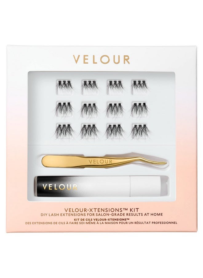 Velour-Xtensions™ Lash Clusters Kit - DIY Lash Extension Kit at Home, Salon Quality Lashes in 10 Minute - Includes 12 Eyelash Clusters (10mm-14mm) + Lash Bond + Lash Applicator - Individual Lashes Kit