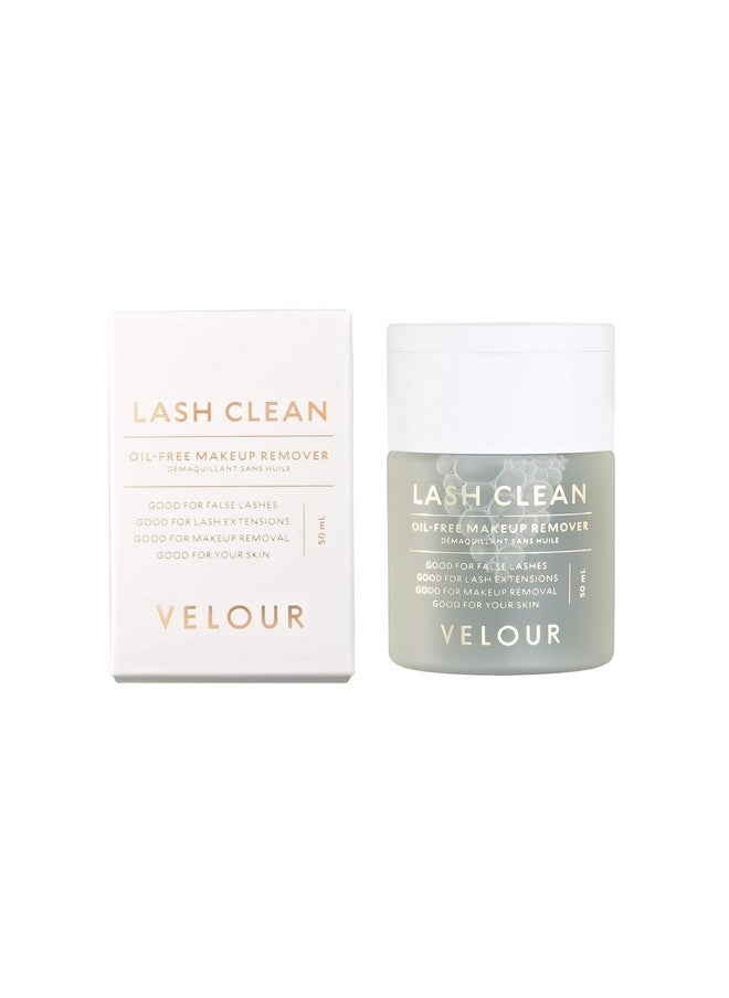 Velour Lash Clean - Oil Free Liquid Makeup Remover for Eyes, False Lashes, & Face - Gentle Lash Cleanser & Eye Makeup Remover - Vegan Lash Extension Cleanser - No Parabens or Fragrance (50 ml)