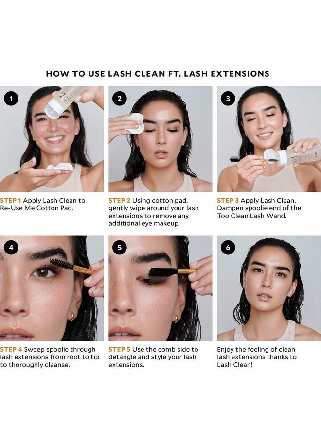 Velour Lash Clean - Oil Free Liquid Makeup Remover for Eyes, False Lashes, & Face - Gentle Lash Cleanser & Eye Makeup Remover - Vegan Lash Extension Cleanser - No Parabens or Fragrance (50 ml)