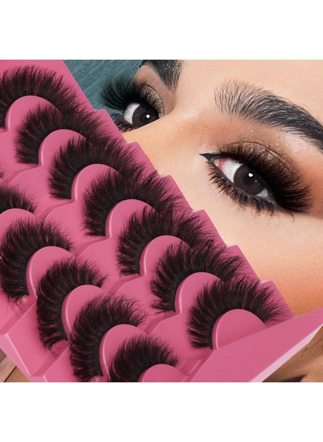 False Eyelashes Fluffy Thick 8D Volume Wispy Faux Mink Lashes Cat-Eye 16 mm Dramatic Mink Lashes 7 Pairs Pack Eyelashes Multipack by FANXITON