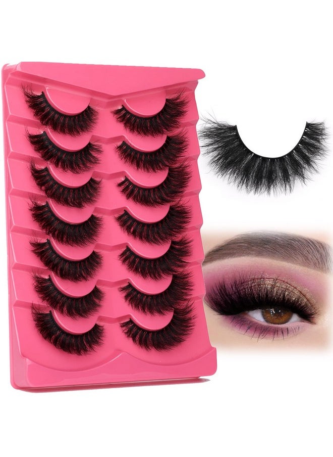 False Eyelashes Fluffy Thick 8D Volume Wispy Faux Mink Lashes Cat-Eye 16 mm Dramatic Mink Lashes 7 Pairs Pack Eyelashes Multipack by FANXITON