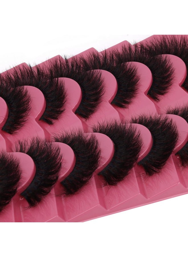 False Eyelashes Fluffy Thick 8D Volume Wispy Faux Mink Lashes Cat-Eye 16 mm Dramatic Mink Lashes 7 Pairs Pack Eyelashes Multipack by FANXITON