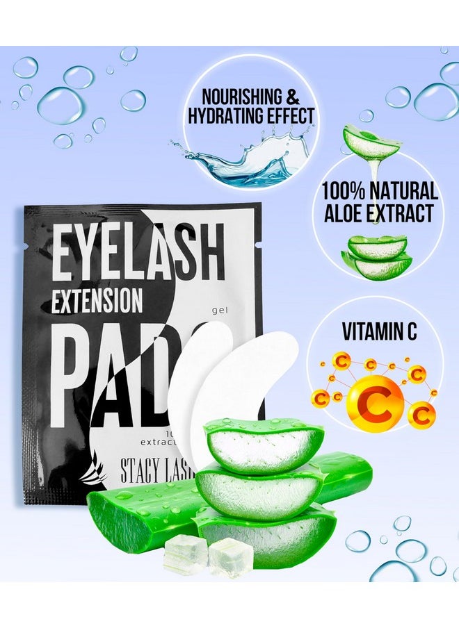 100 Pairs Set Premium Under Eye Gel Pads for Eyelash Extension - Lint Free Patches with Vitamin C and Aloe Vera by Stacy Lash supplies and Beauty tools - Hydrogel Eye Pads - Skin Moisturizes