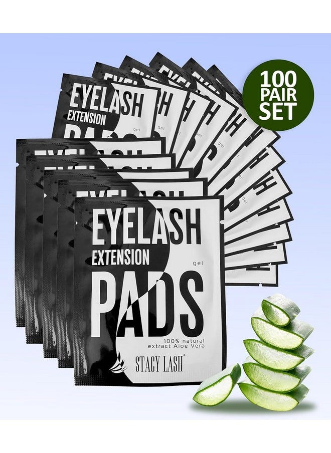 100 Pairs Set Premium Under Eye Gel Pads for Eyelash Extension - Lint Free Patches with Vitamin C and Aloe Vera by Stacy Lash supplies and Beauty tools - Hydrogel Eye Pads - Skin Moisturizes