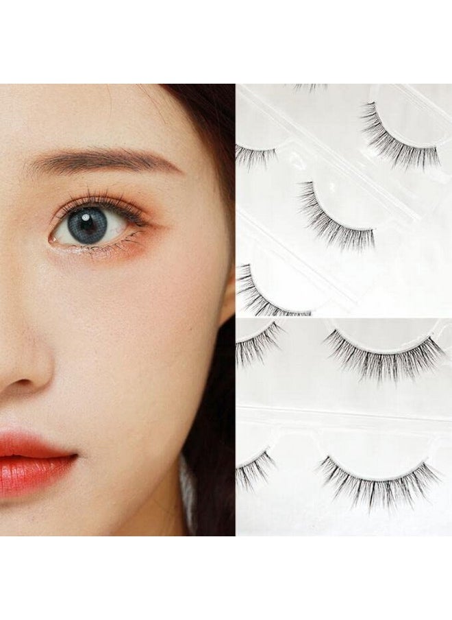 LASGOOS Eyelashes Natural Look False Fake Reusable Eye Lashes 3D Clear Invisible Band Strip Short 6-10mm Daily Everyday Eye Makeup 3 Pairs Pack GM04