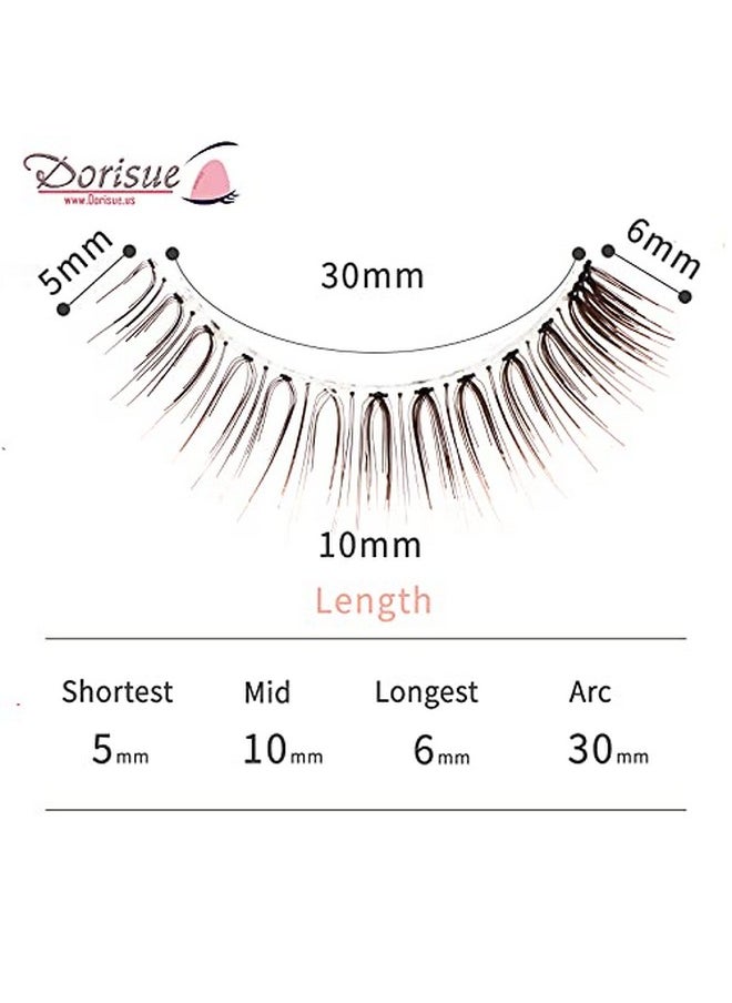 Dorisue Natural false Lashes Brown Eyelashes 3D Light Color Look Real False Eyelashes Short Handmade lashes wispies Natural False Eyelashes Eye Makeup Fake Eyelashes 4 Pairs eyelashes pack
